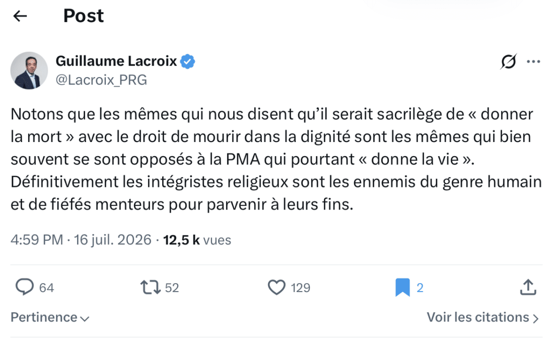 Lettre ouverte de Véronique Lévy à Guillaume Lacroix : les opposants à l’euthanasie sont-ils des « ennemis du genre humain » ?